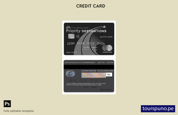 lista para imprimir Plantilla de tarjeta mastercard de Hawaii Priority Destinati